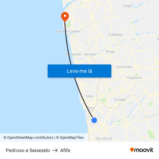 Pedroso e Seixezelo to Afife map