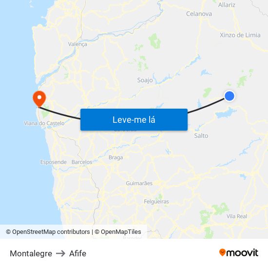 Montalegre to Afife map