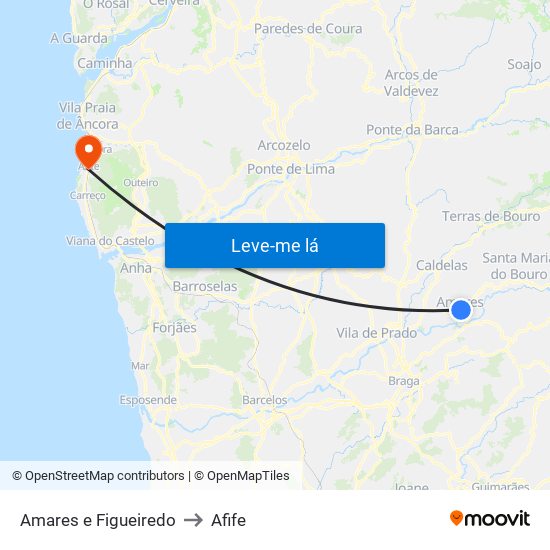 Amares e Figueiredo to Afife map