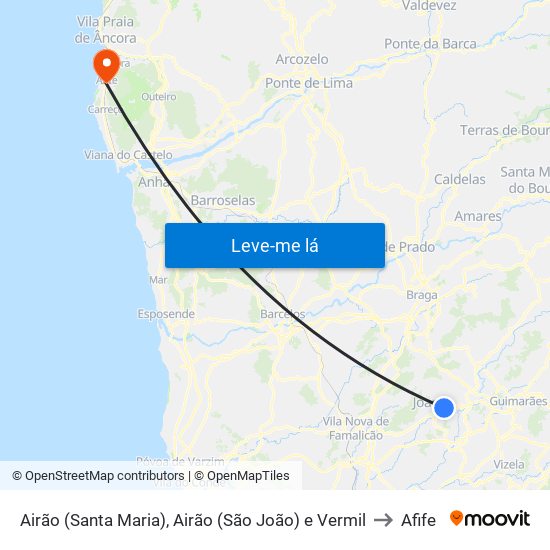 Airão (Santa Maria), Airão (São João) e Vermil to Afife map