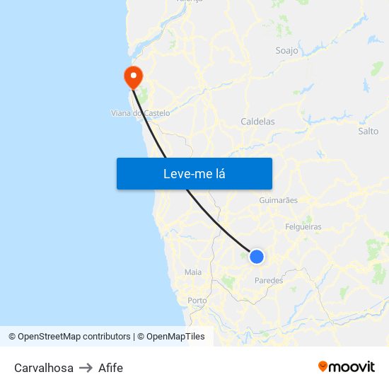 Carvalhosa to Afife map