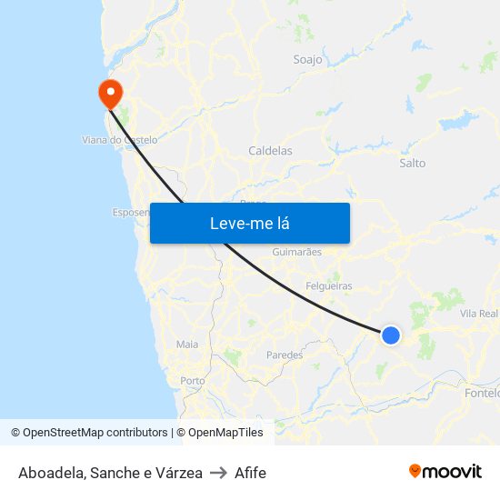 Aboadela, Sanche e Várzea to Afife map