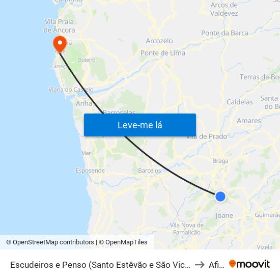 Escudeiros e Penso (Santo Estêvão e São Vicente) to Afife map