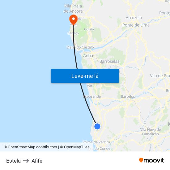 Estela to Afife map