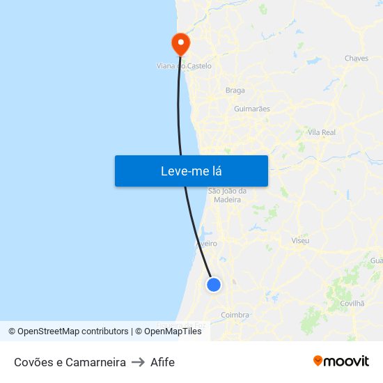 Covões e Camarneira to Afife map