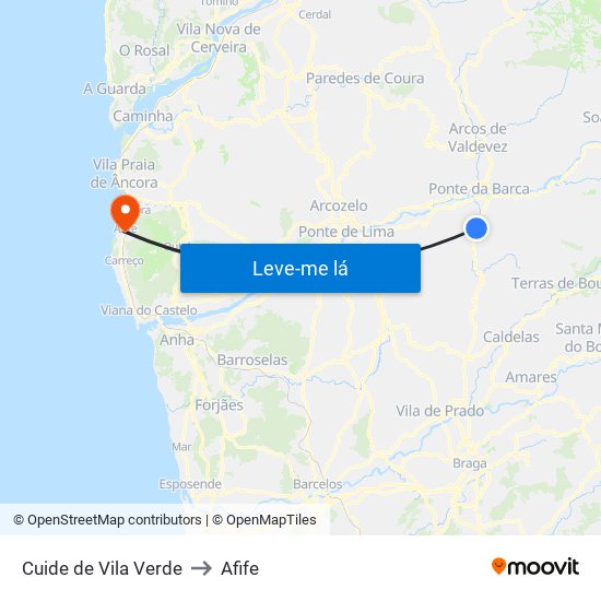 Cuide de Vila Verde to Afife map