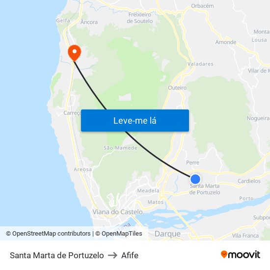 Santa Marta de Portuzelo to Afife map