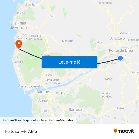Feitosa to Afife map