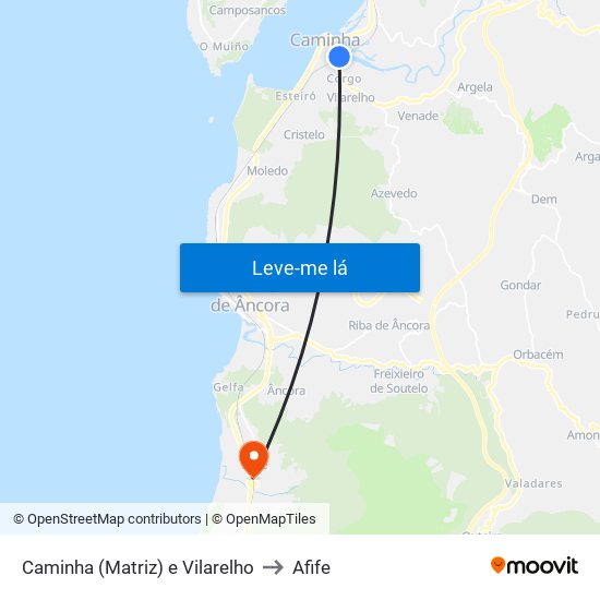 Caminha (Matriz) e Vilarelho to Afife map