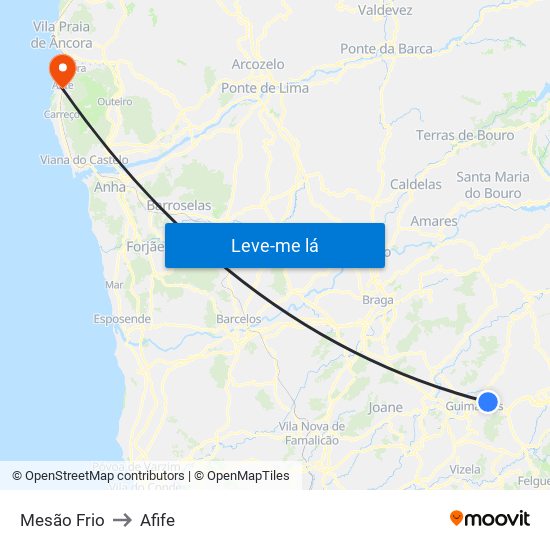 Mesão Frio to Afife map