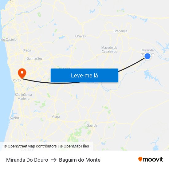 Miranda Do Douro to Baguim do Monte map