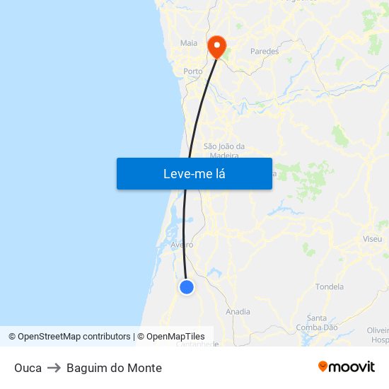 Ouca to Baguim do Monte map