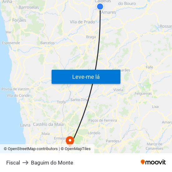Fiscal to Baguim do Monte map