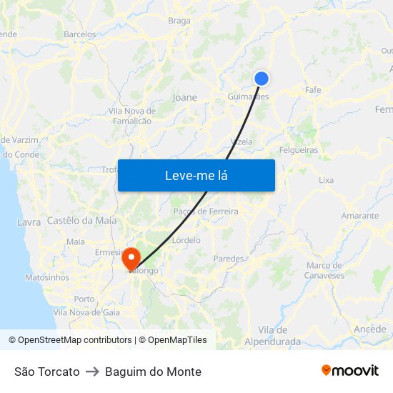 São Torcato to Baguim do Monte map