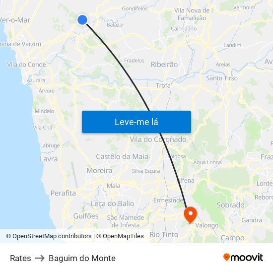 Rates to Baguim do Monte map