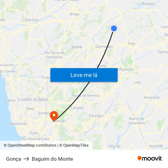 Gonça to Baguim do Monte map