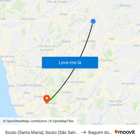 Souto (Santa Maria), Souto (São Salvador) e Gondomar to Baguim do Monte map