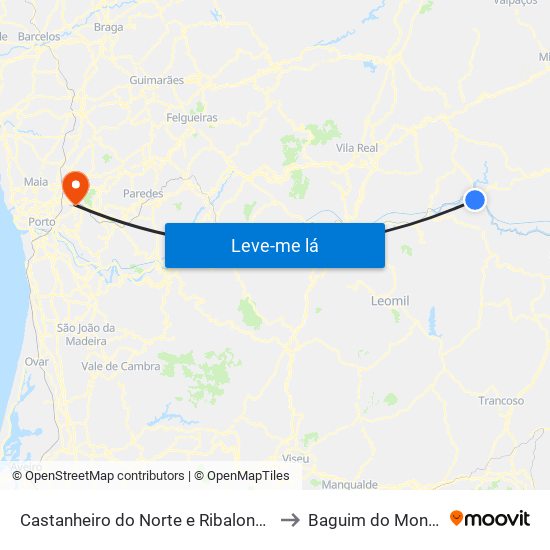 Castanheiro do Norte e Ribalonga to Baguim do Monte map