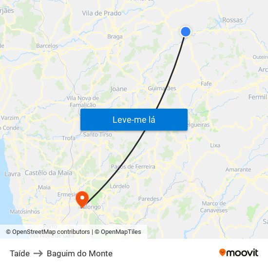 Taíde to Baguim do Monte map