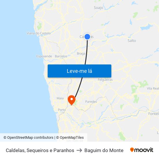 Caldelas, Sequeiros e Paranhos to Baguim do Monte map
