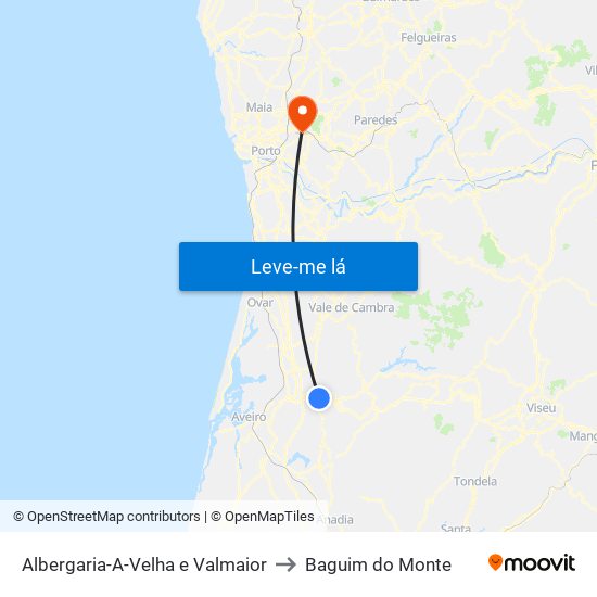 Albergaria-A-Velha e Valmaior to Baguim do Monte map