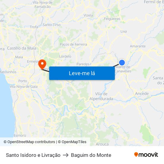 Santo Isidoro e Livração to Baguim do Monte map