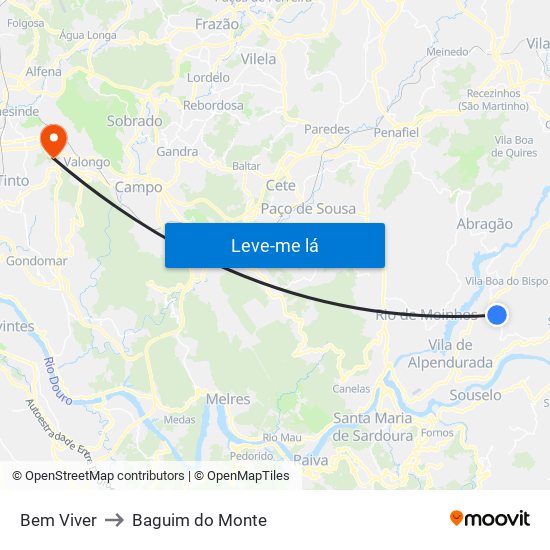 Bem Viver to Baguim do Monte map