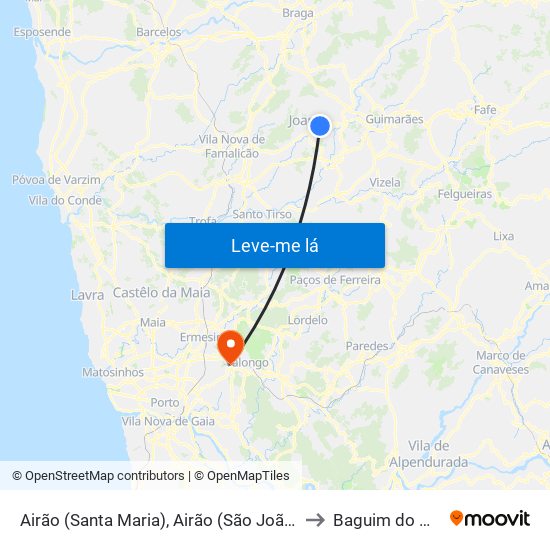 Airão (Santa Maria), Airão (São João) e Vermil to Baguim do Monte map