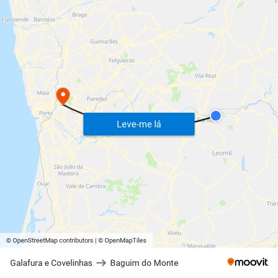 Galafura e Covelinhas to Baguim do Monte map