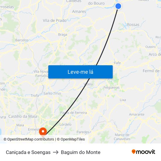 Caniçada e Soengas to Baguim do Monte map