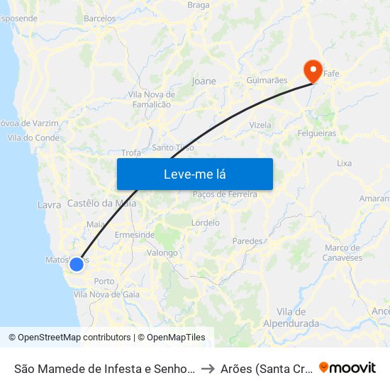 São Mamede de Infesta e Senhora da Hora to Arões (Santa Cristina) map