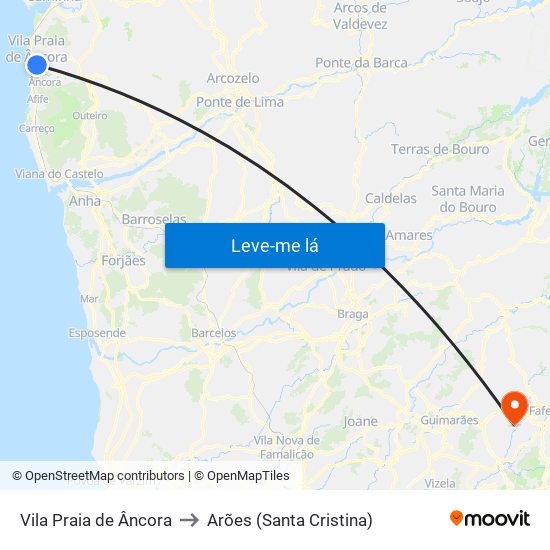 Vila Praia de Âncora to Arões (Santa Cristina) map