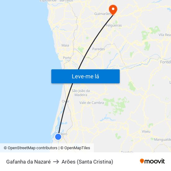 Gafanha da Nazaré to Arões (Santa Cristina) map
