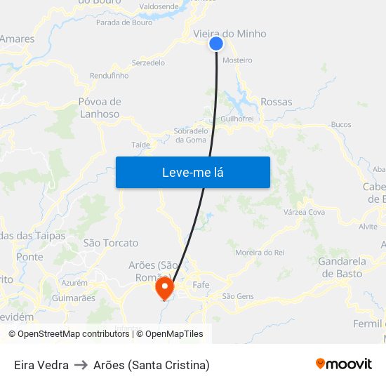 Eira Vedra to Arões (Santa Cristina) map