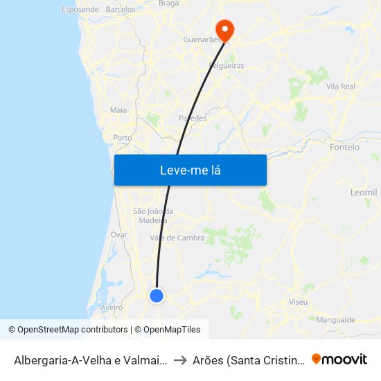 Albergaria-A-Velha e Valmaior to Arões (Santa Cristina) map
