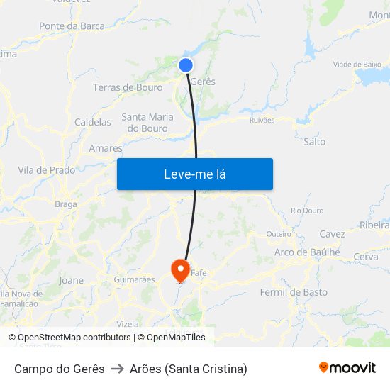 Campo do Gerês to Arões (Santa Cristina) map