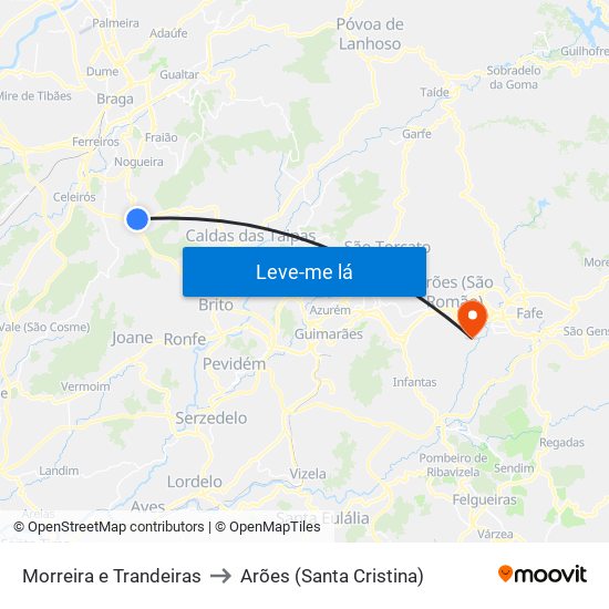 Morreira e Trandeiras to Arões (Santa Cristina) map