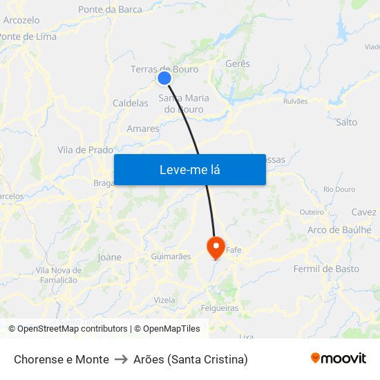 Chorense e Monte to Arões (Santa Cristina) map