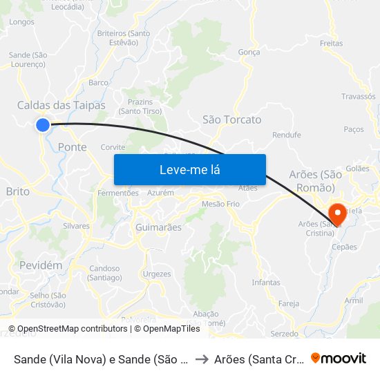 Sande (Vila Nova) e Sande (São Clemente) to Arões (Santa Cristina) map
