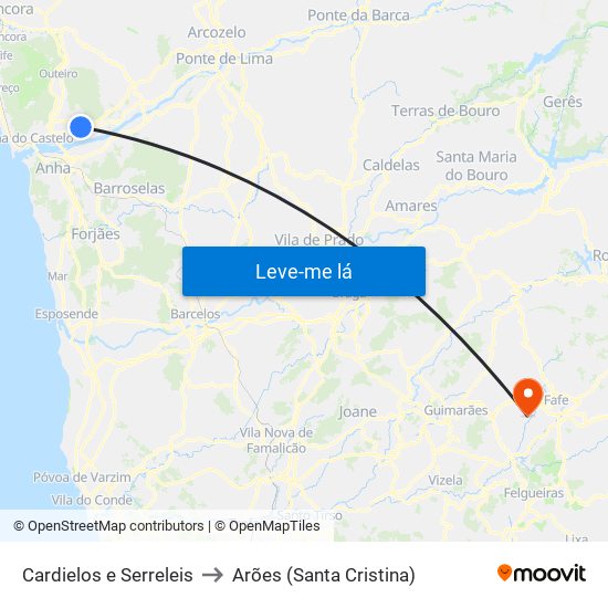 Cardielos e Serreleis to Arões (Santa Cristina) map