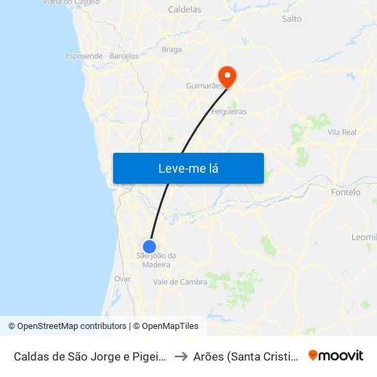 Caldas de São Jorge e Pigeiros to Arões (Santa Cristina) map