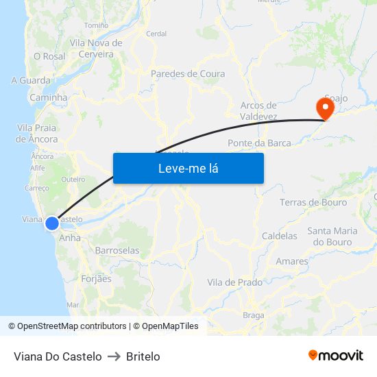 Viana Do Castelo to Britelo map