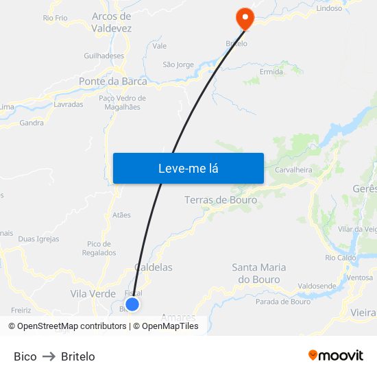 Bico to Britelo map