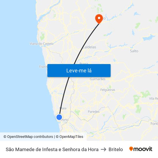 São Mamede de Infesta e Senhora da Hora to Britelo map