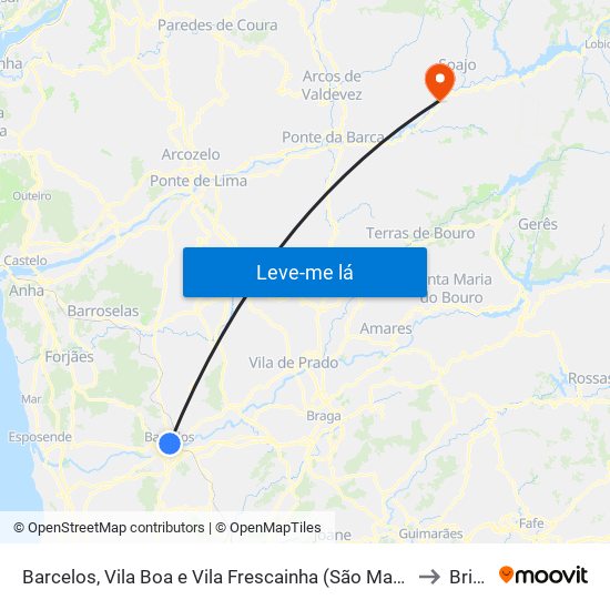 Barcelos, Vila Boa e Vila Frescainha (São Martinho e São Pedro) to Britelo map