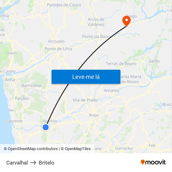 Carvalhal to Britelo map