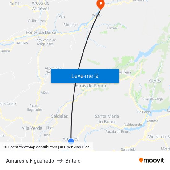 Amares e Figueiredo to Britelo map