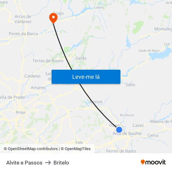 Alvite e Passos to Britelo map