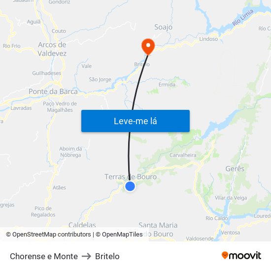 Chorense e Monte to Britelo map