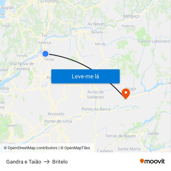 Gandra e Taião to Britelo map